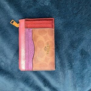 Coach Red, Purple, and Brown Card Holder